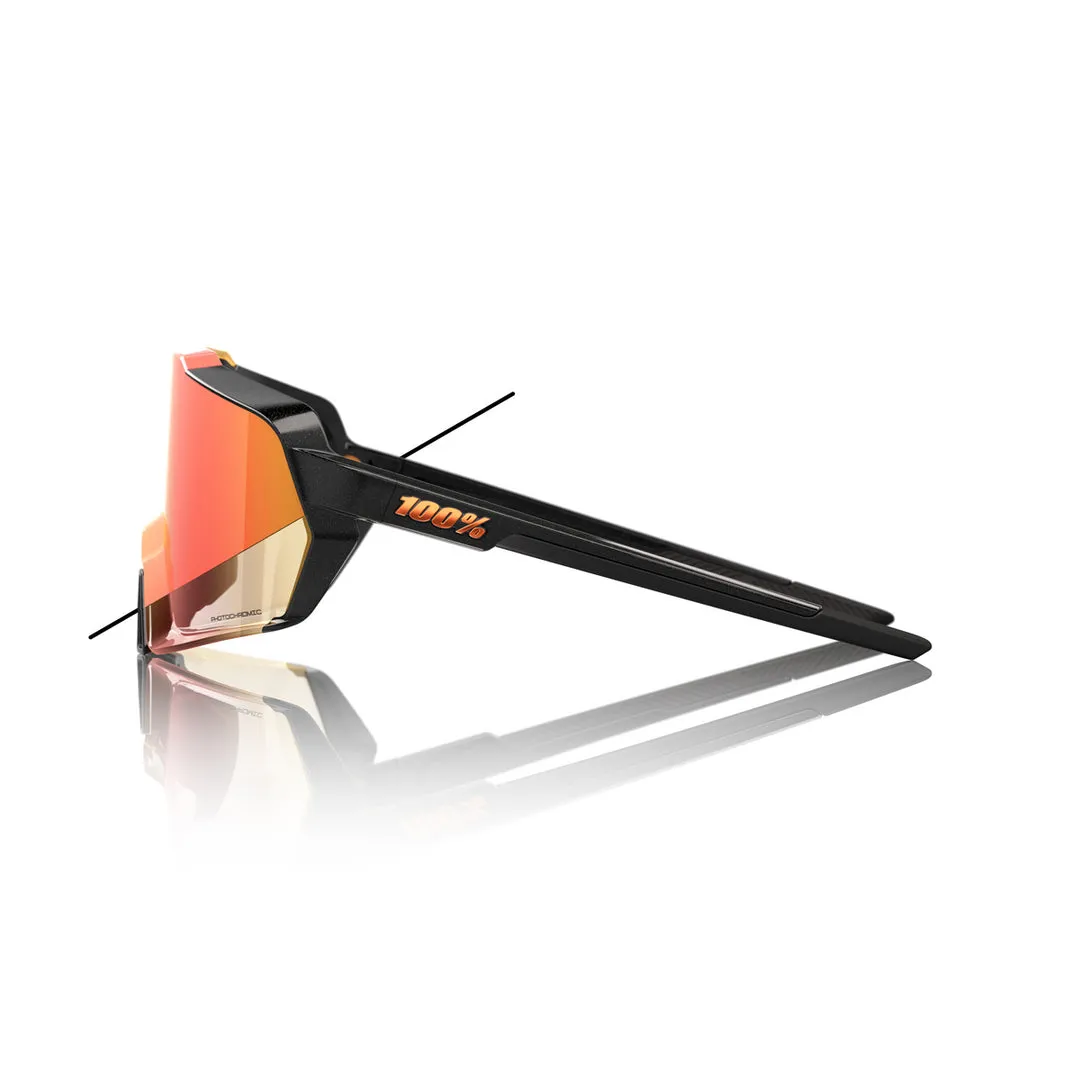 100% KORBIN Cycling Sunglasses - Gloss Metallic Black - Orange Flash Mirror Photochromic