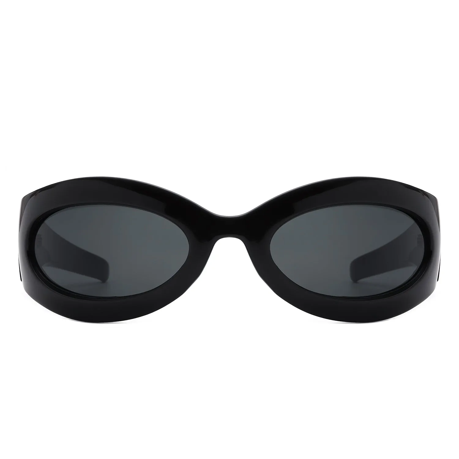 Albion - Retro Oval Wrap Around Round Sunglasses