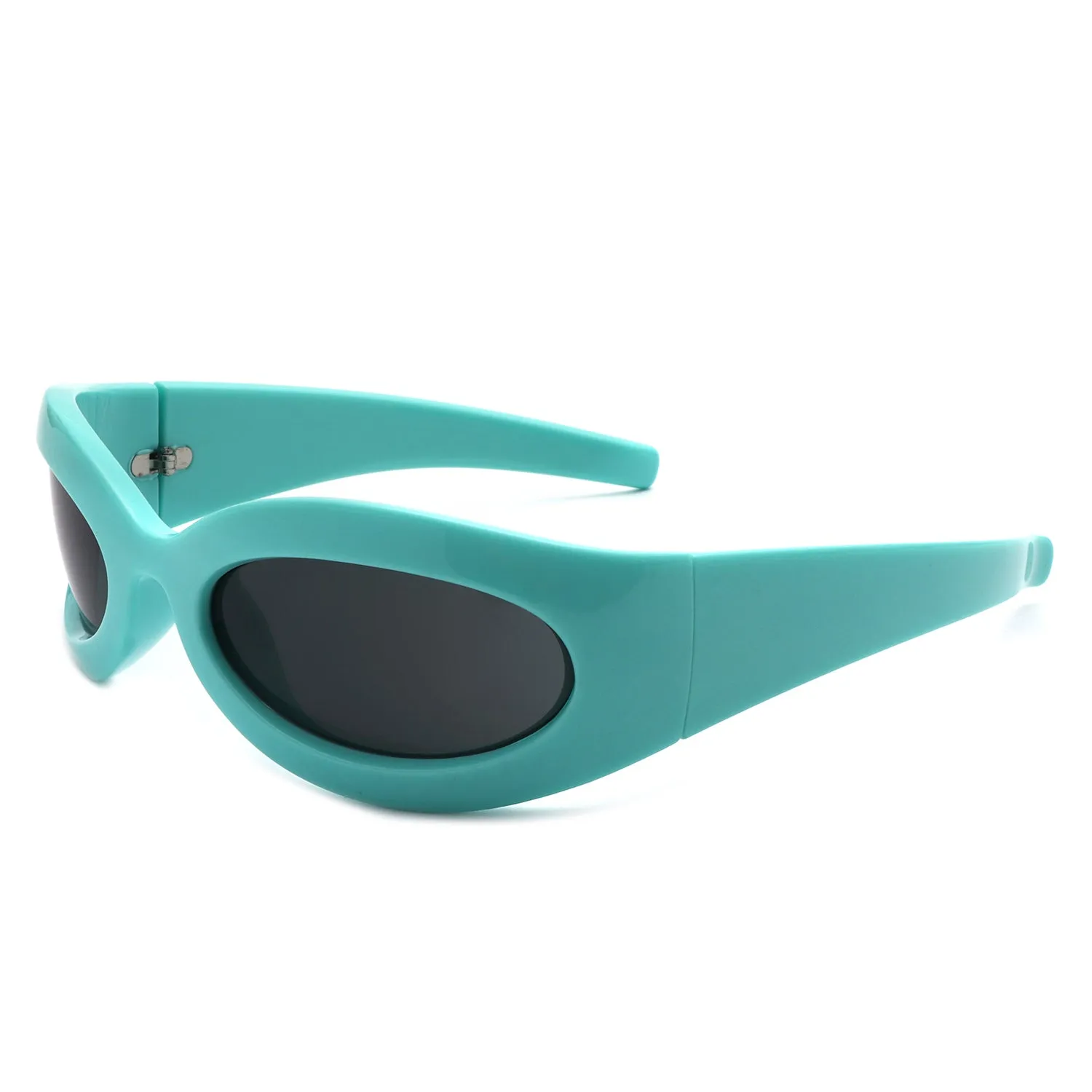 Albion - Retro Oval Wrap Around Round Sunglasses