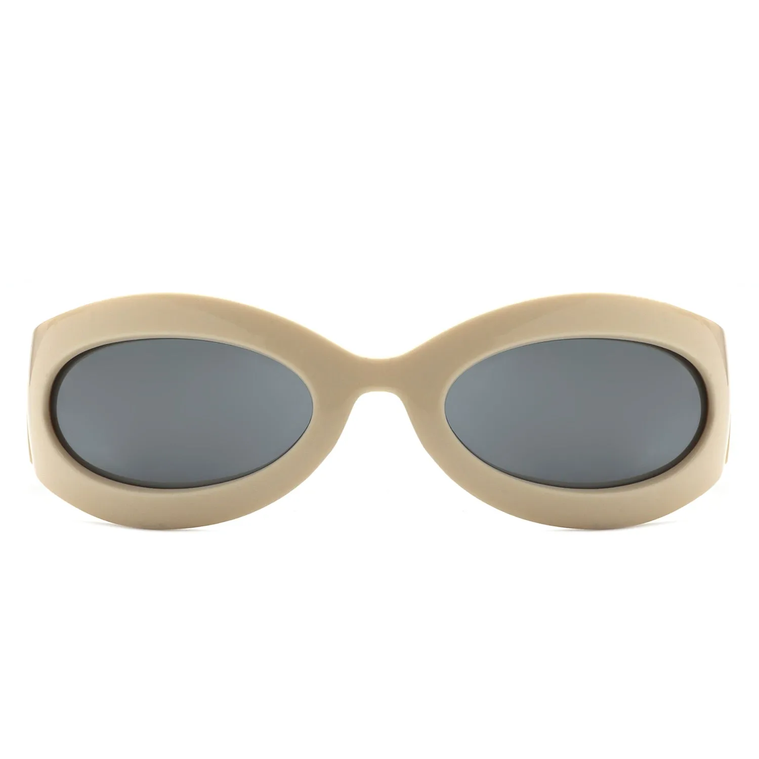 Albion - Retro Oval Wrap Around Round Sunglasses