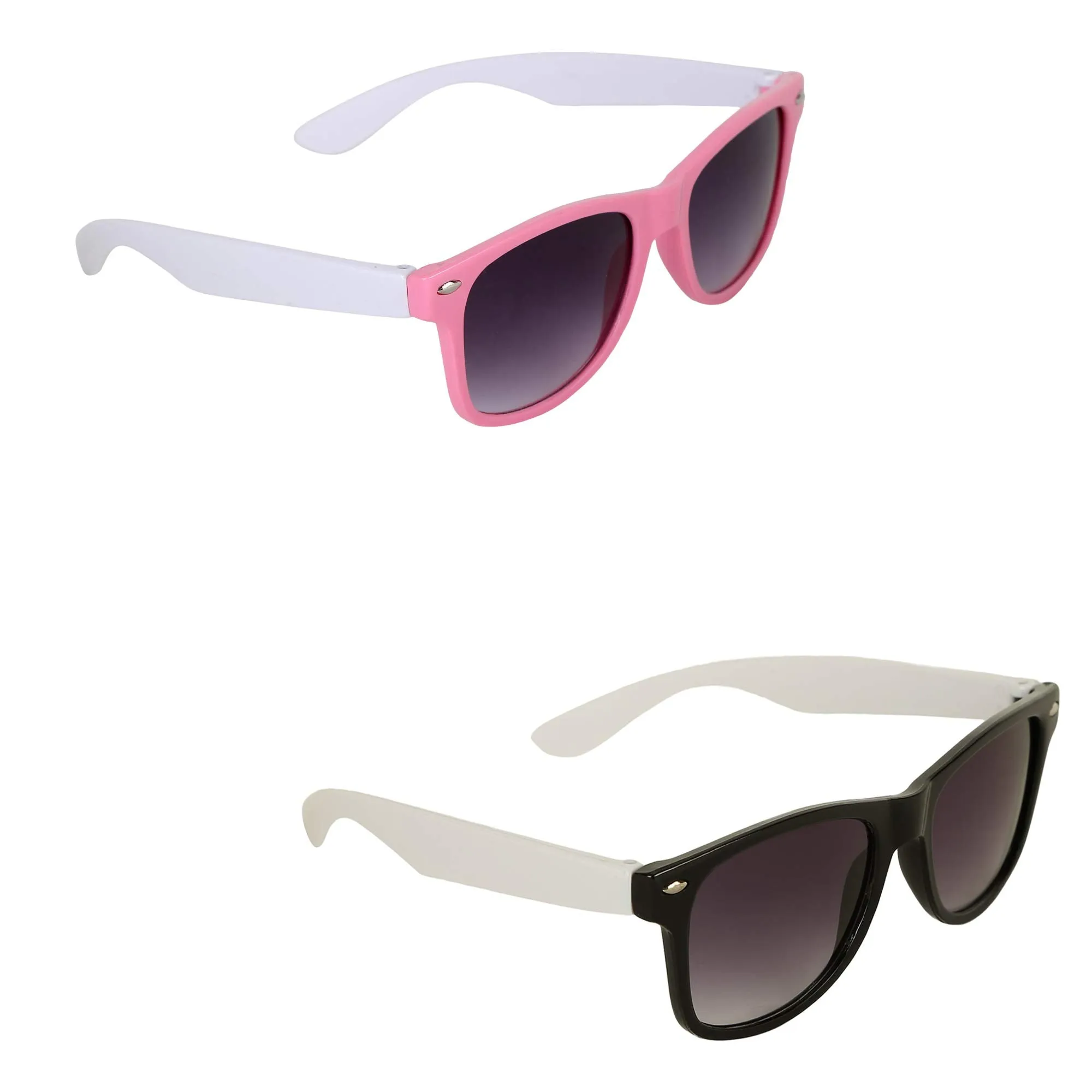 Amour Unisex UV Protected Combo Kids (3 TO 8 years) Sunglasses - Pack of 2 (Pink White Black White)