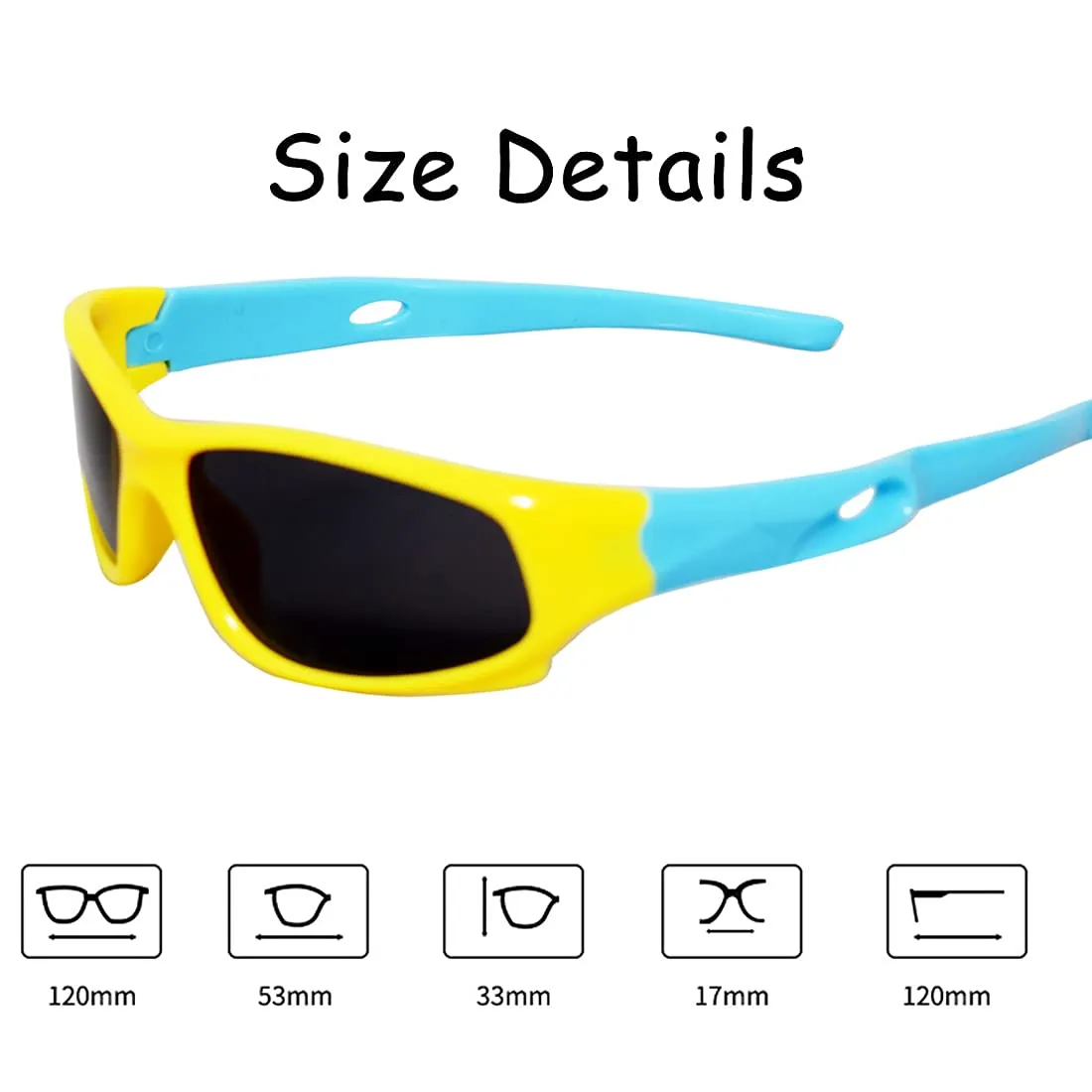 Amour Unisex Wrap-Around Sport Sunglasses for Boy's/Girl's/Kid's for ager (5-8 years) (Medium, Yellow & Blue) Yellow::Blue