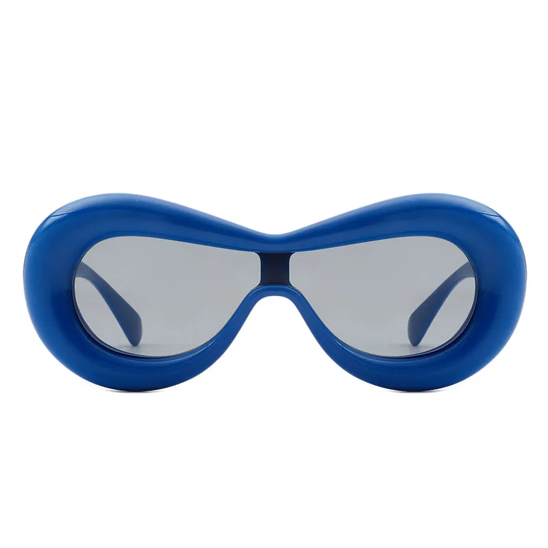 Argo - Oversized Y2K Inflated Frame One Piece Lens Sunglasses