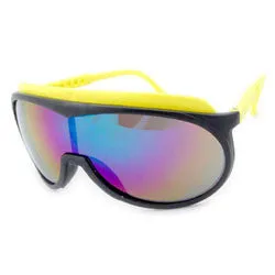 BALCONY Yellow 80s Neon Shield Sunglasses