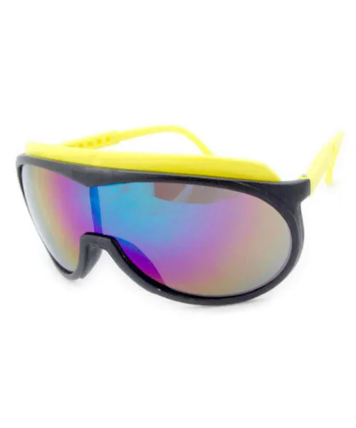 BALCONY Yellow 80s Neon Shield Sunglasses