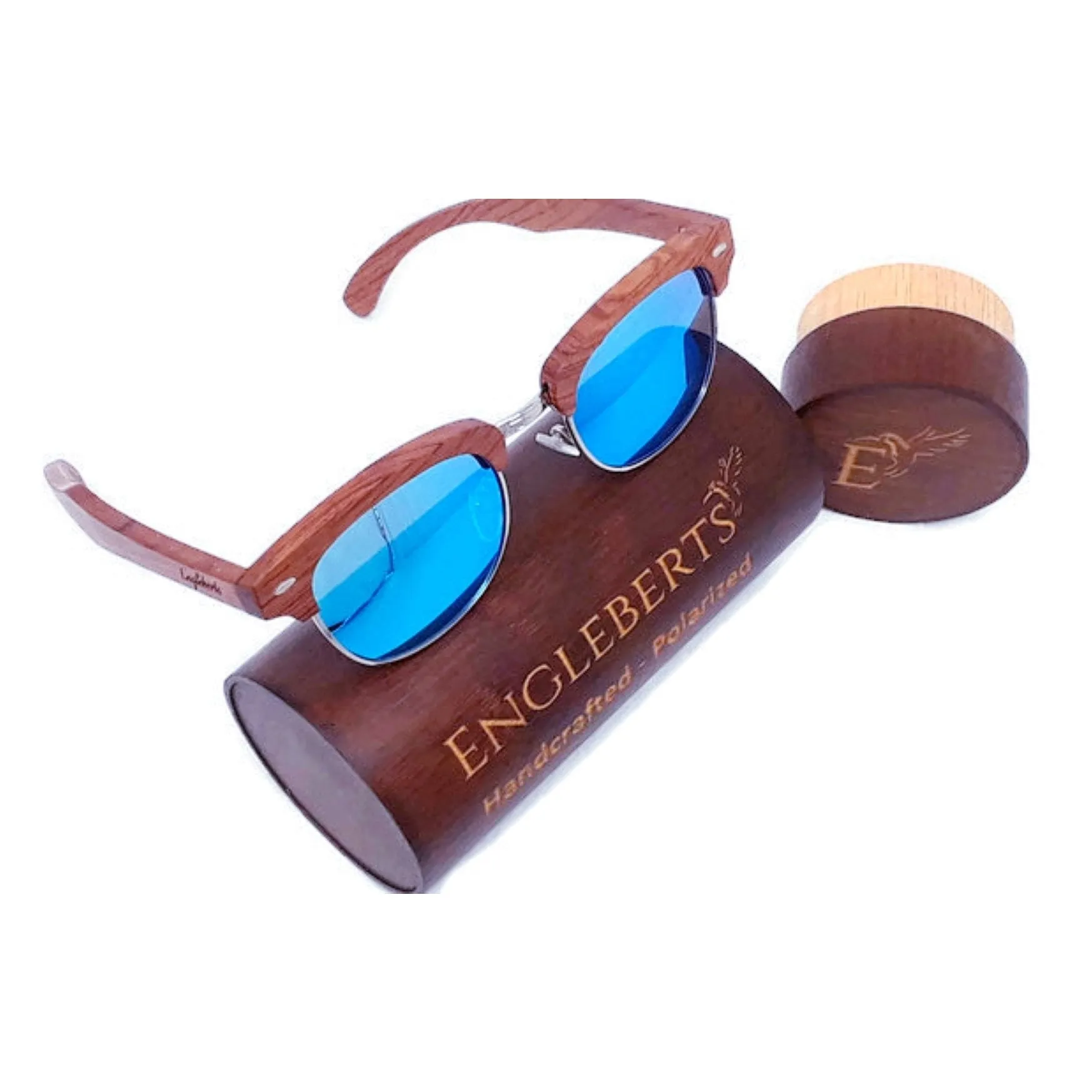 Brazilian Pear Wood Sunglasses with Ice Blue Lenses