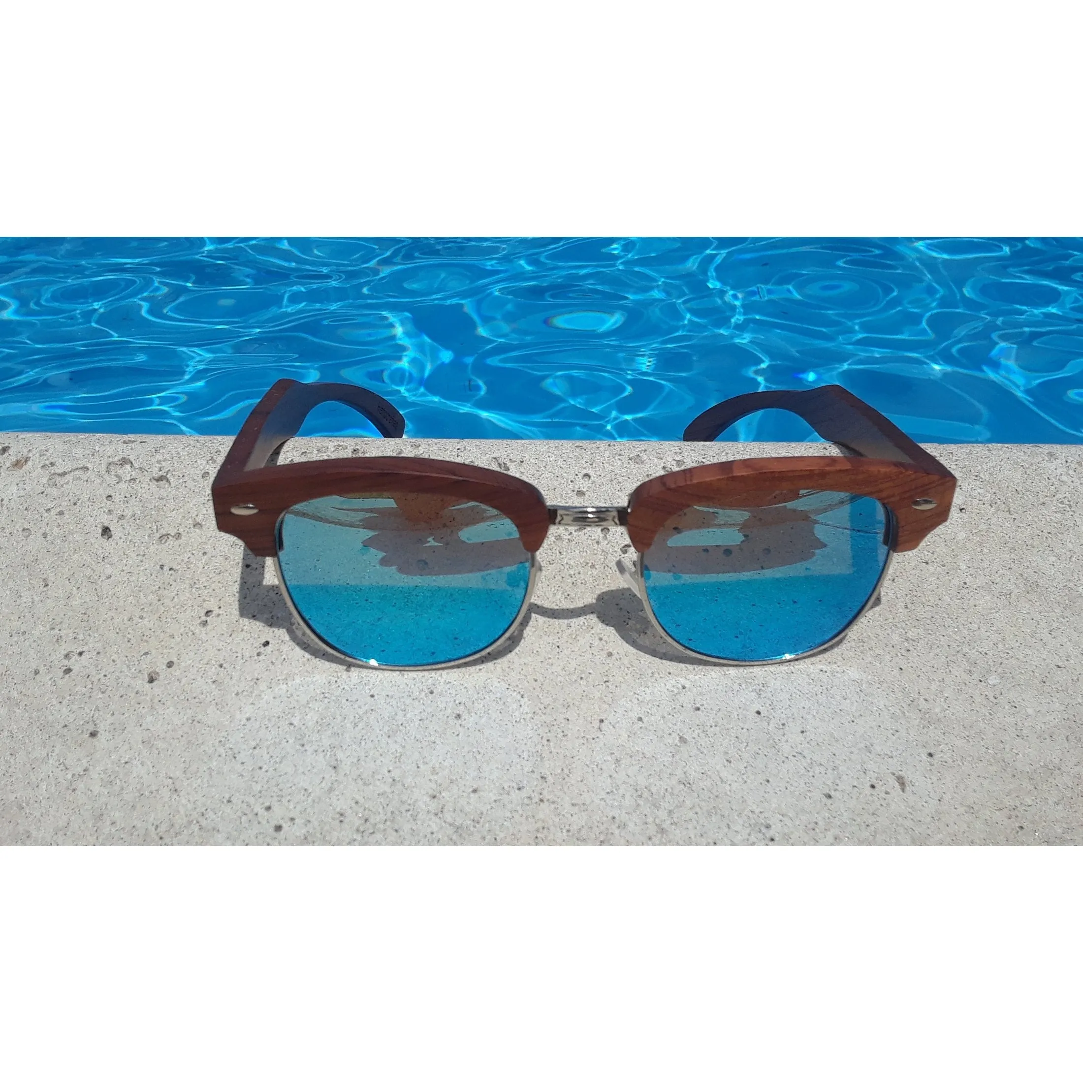 Brazilian Pear Wood Sunglasses with Ice Blue Lenses