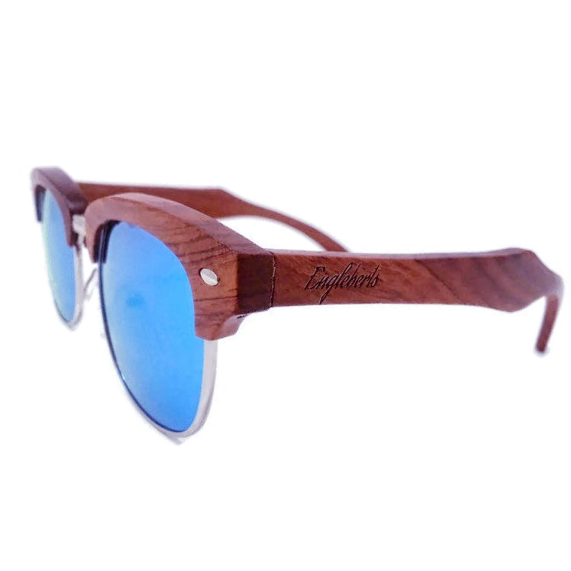 Brazilian Pear Wood Sunglasses with Ice Blue Lenses