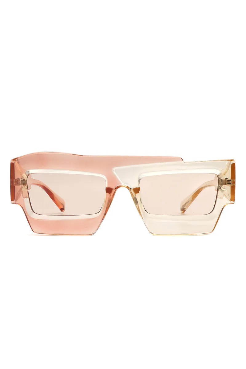 Brynden - Futuristic Square Irregular Flat Top Two-Tone Sunglasses