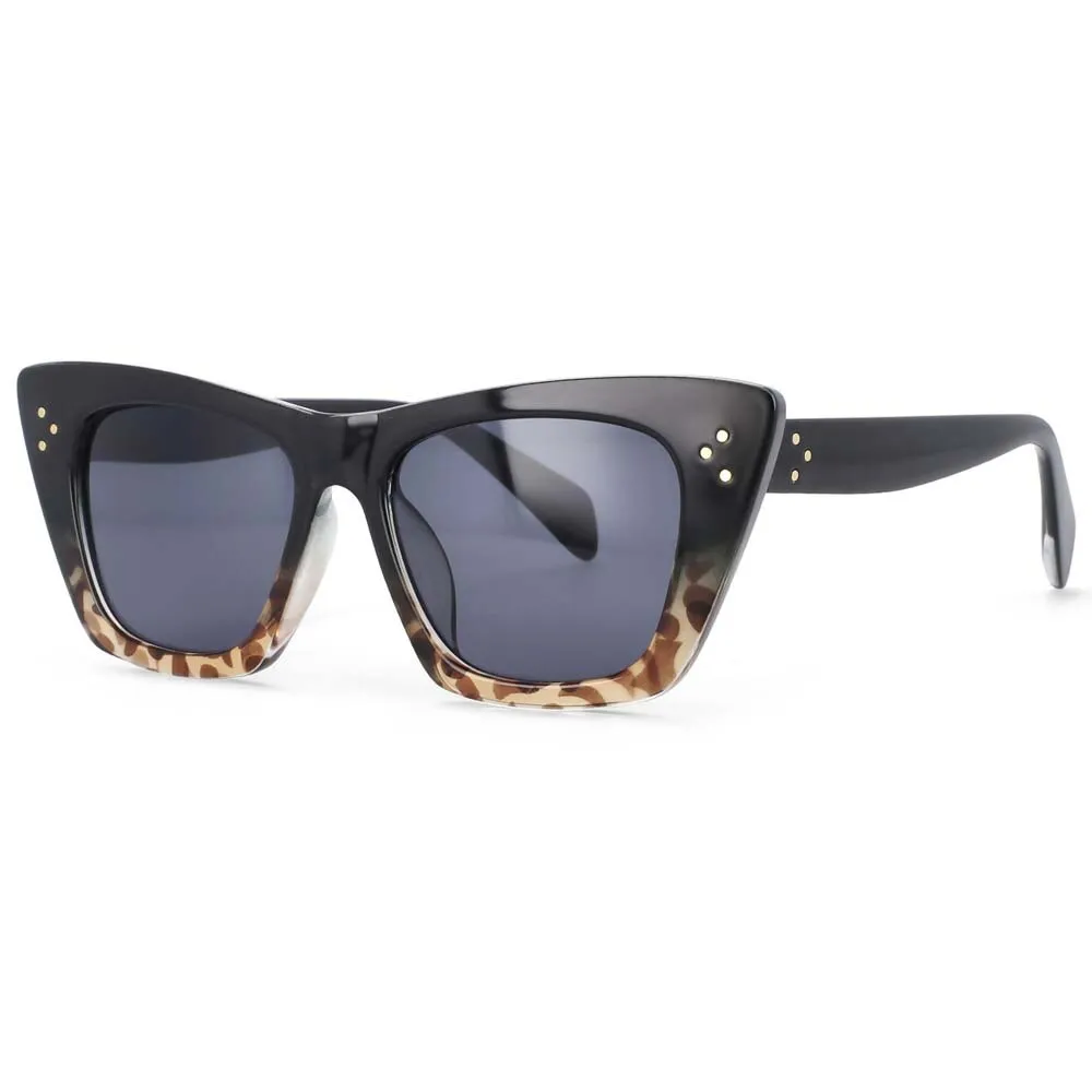 CCspace Women's Full Rim Cat Eye Rivet Acetate Frame Sunglasses 54001