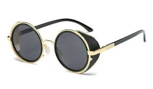 Classy Men Black & Gold Retro Side Shield Sunglasses