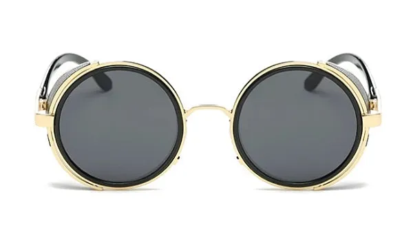 Classy Men Black & Gold Retro Side Shield Sunglasses