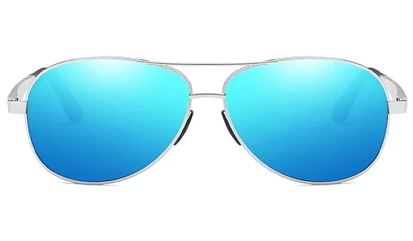 Classy Men Blue Polarized Pilot Sunglasses