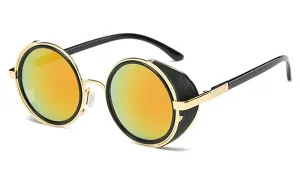 Classy Men Gold Retro Side Shield Sunglasses