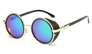 Classy Men Turquoise Retro Side Shield Sunglasses