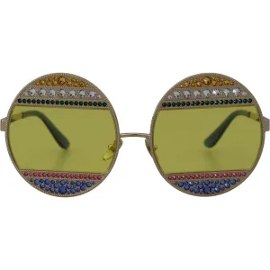 Dolce & Gabbana Crystal Embellished Gold Oval Sunglasses