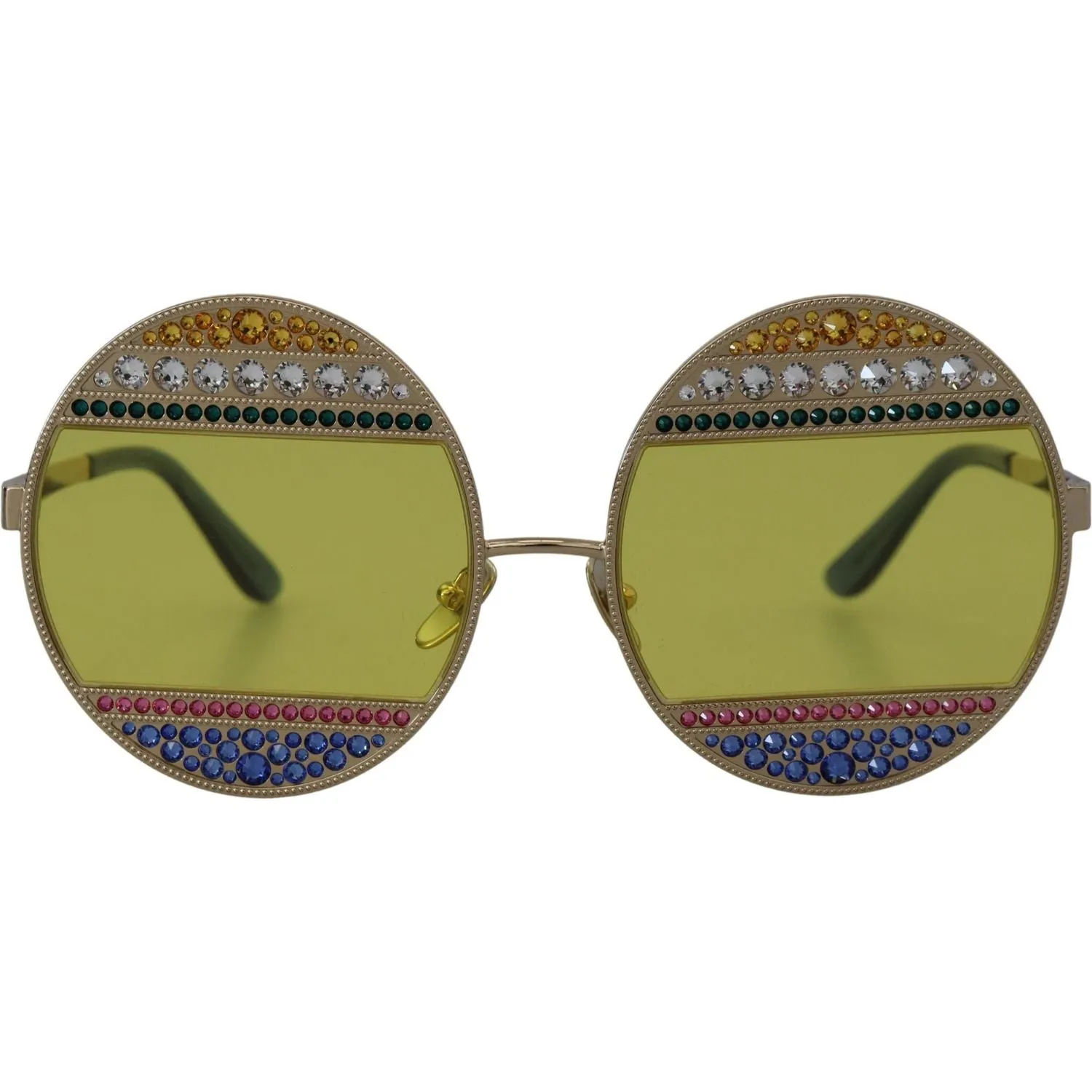 Dolce & Gabbana Crystal Embellished Gold Oval Sunglasses