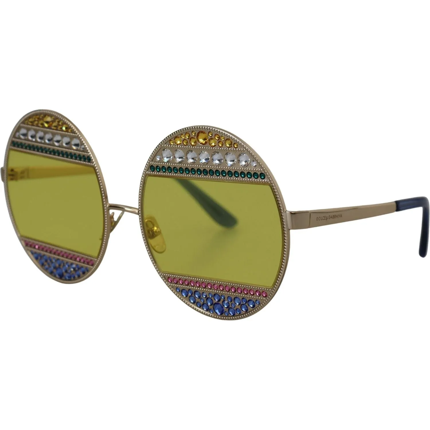 Dolce & Gabbana Crystal Embellished Gold Oval Sunglasses