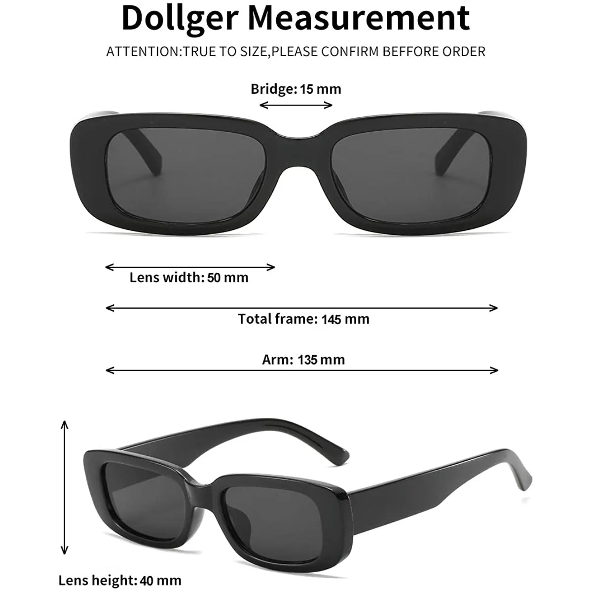 Dollger Retro Fashion Rectangular Sunglasses