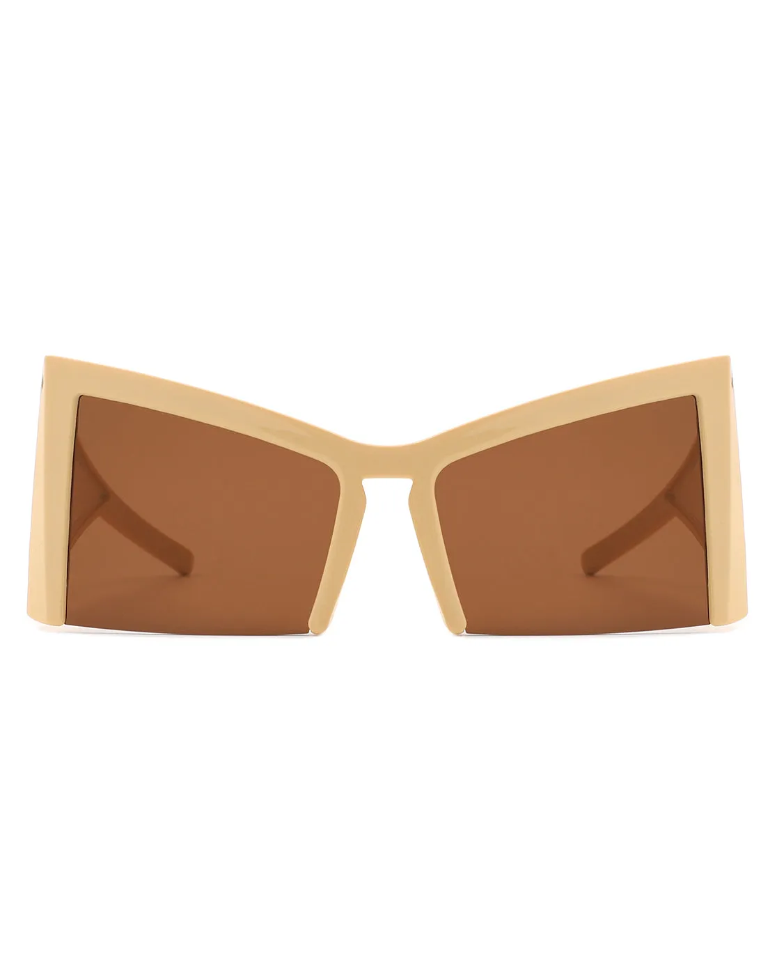 Elyndor - Oversized Geometric Square Semi-Rimless Cat Eye Sunglasses