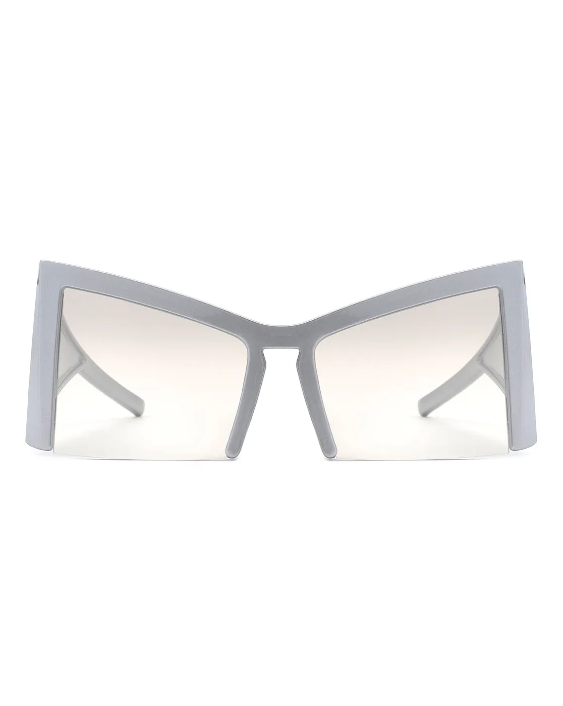 Elyndor - Oversized Geometric Square Semi-Rimless Cat Eye Sunglasses