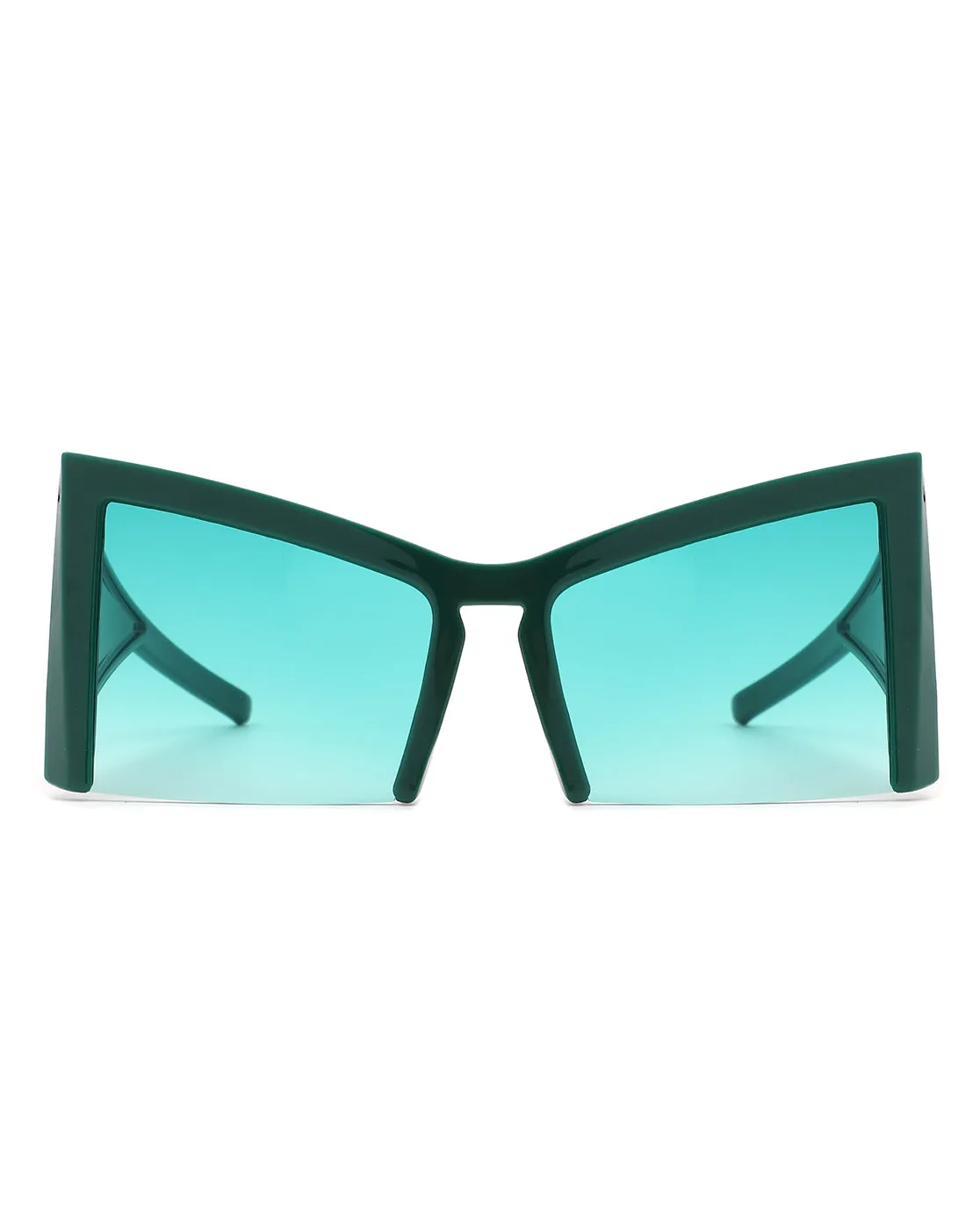 Elyndor - Oversized Geometric Square Semi-Rimless Cat Eye Sunglasses