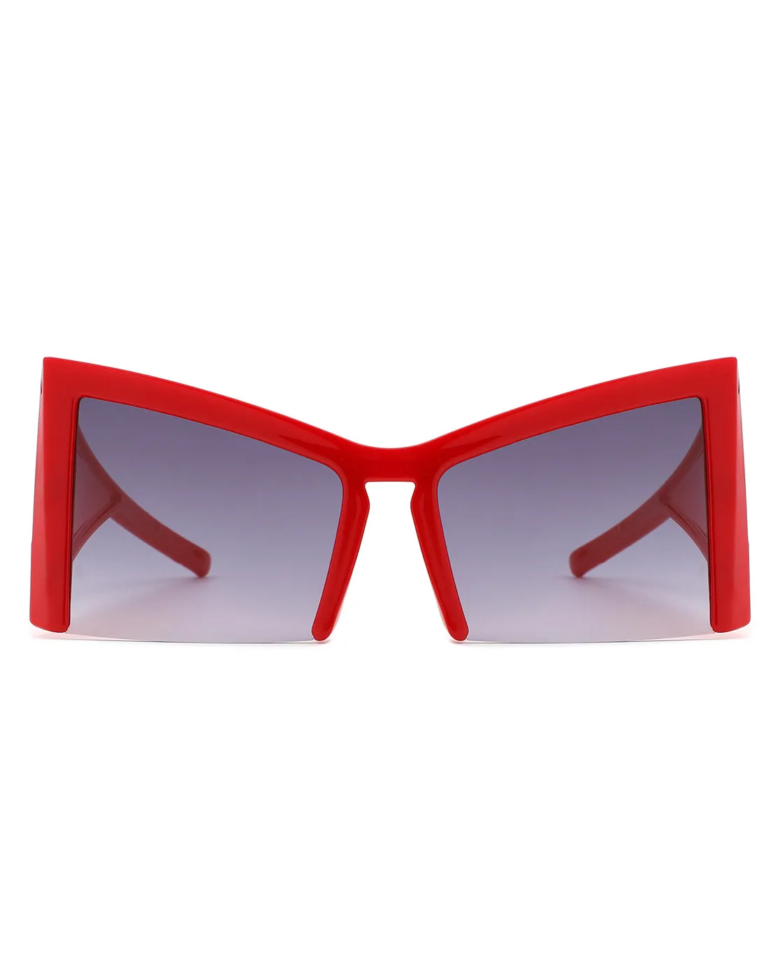 Elyndor - Oversized Geometric Square Semi-Rimless Cat Eye Sunglasses