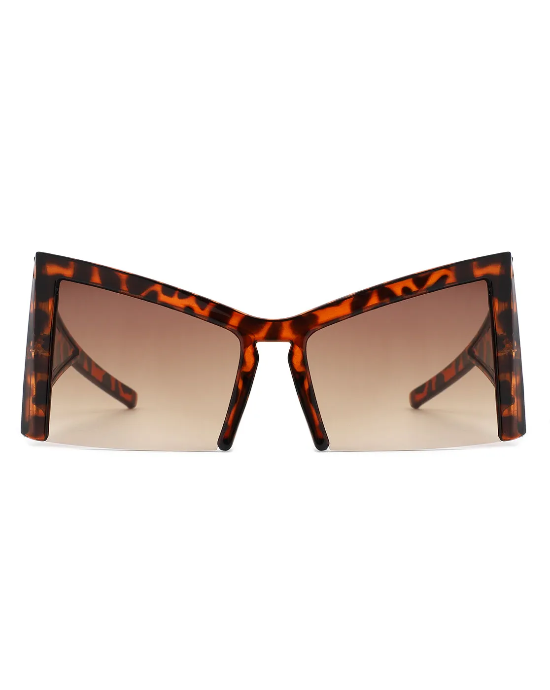 Elyndor - Oversized Geometric Square Semi-Rimless Cat Eye Sunglasses