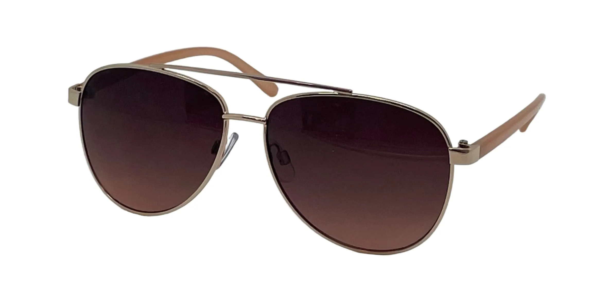 Fantas-Eyes Womens Portofino Plastic Metal Combo Aviator Non-Polarized Sunglasses - Gold/Nude