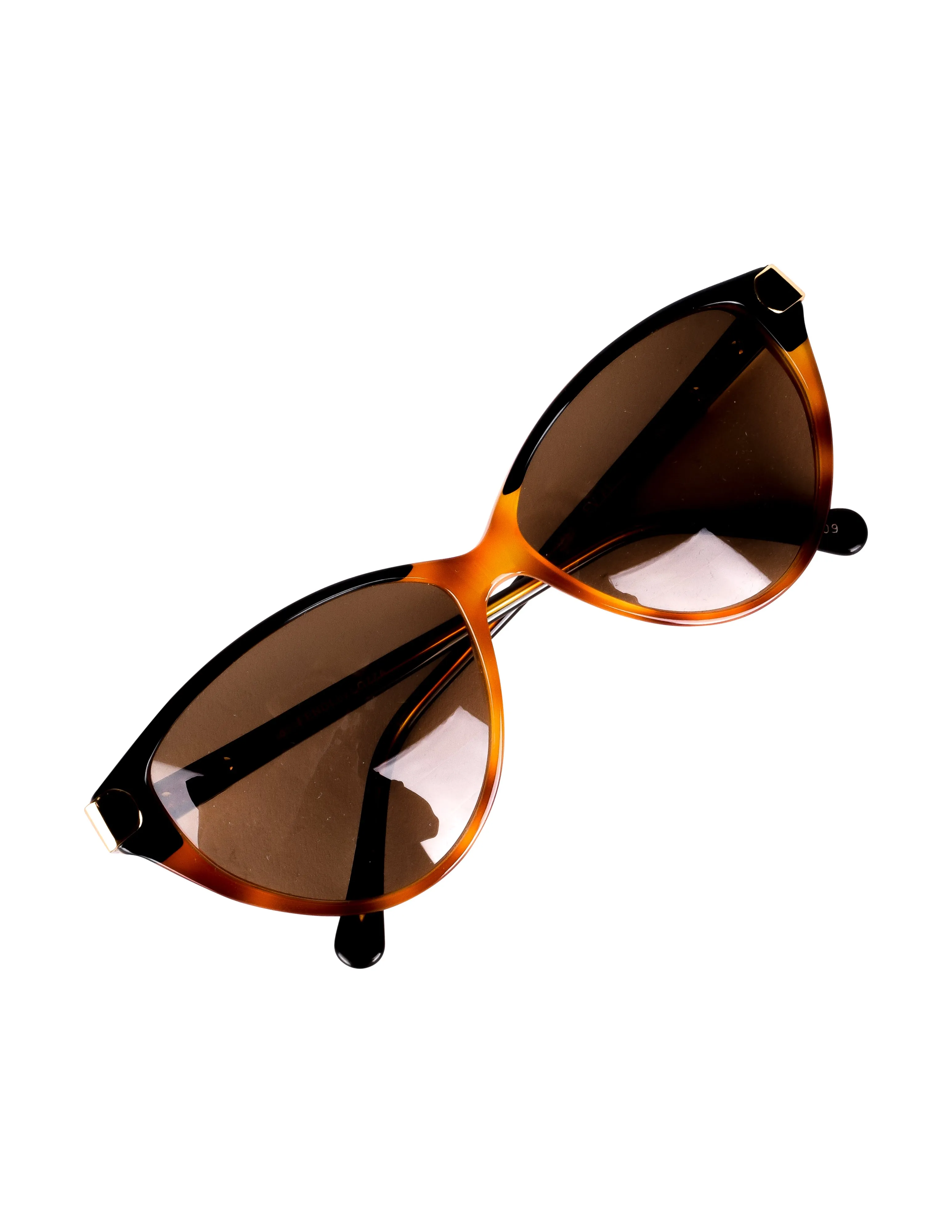 Fendi Vintage 1980s Tortoise and Black Split Cat Eye Sunglasses