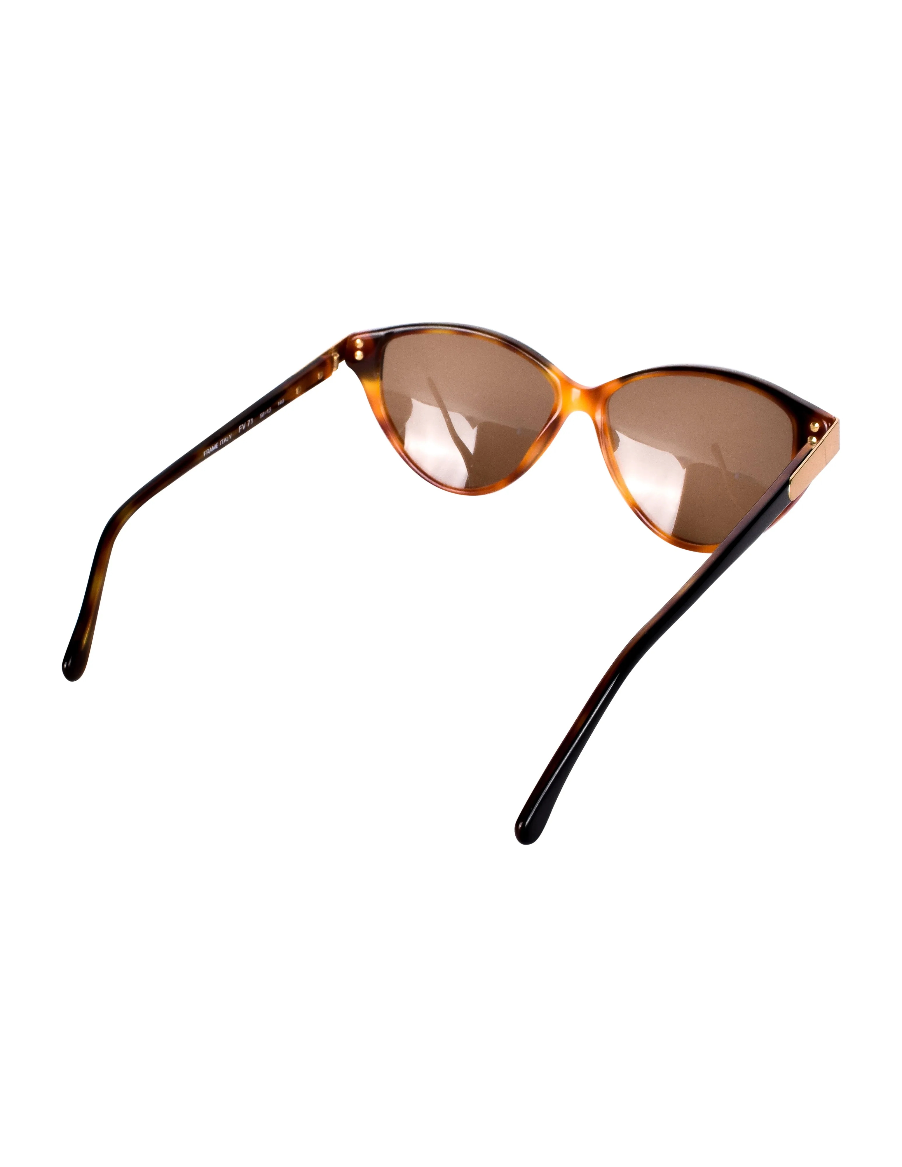 Fendi Vintage 1980s Tortoise and Black Split Cat Eye Sunglasses