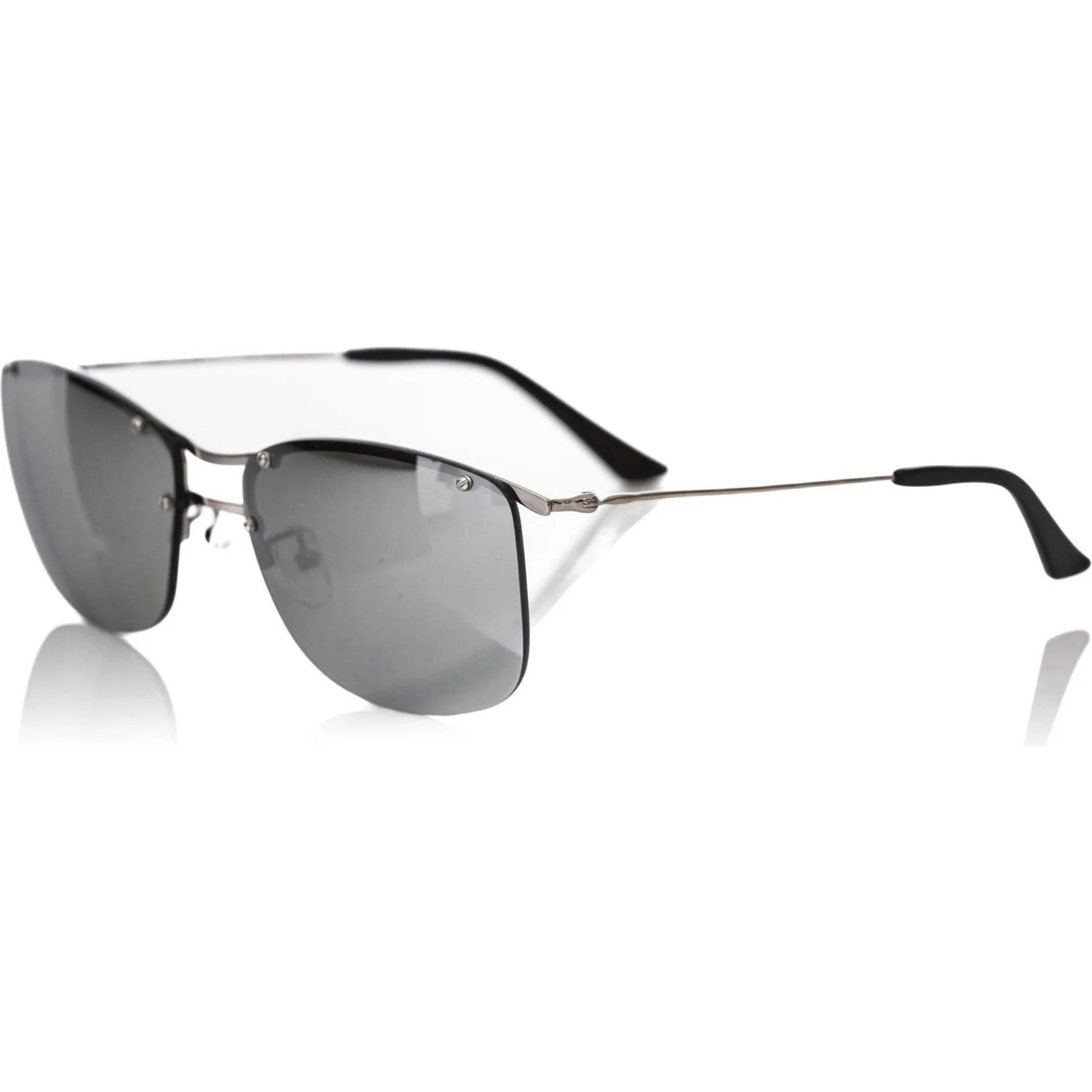 Frankie Morello Silver Metallic Men Sunglass