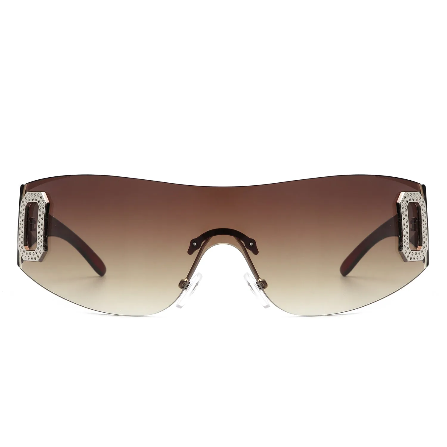 Havoc - Rimless Rectangle Sleek Wrap Around Women's Sunglasses