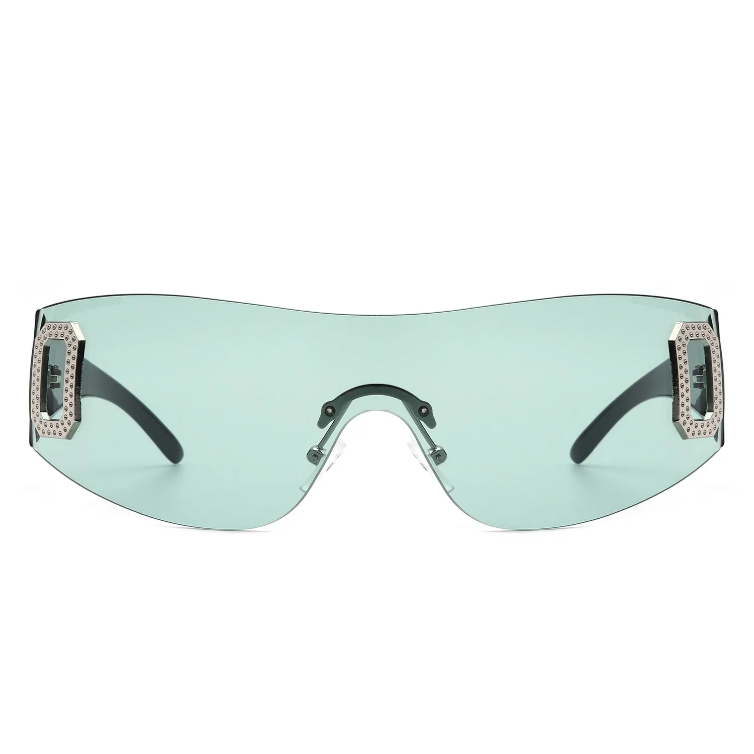 Havoc - Rimless Rectangle Sleek Wrap Around Women's Sunglasses