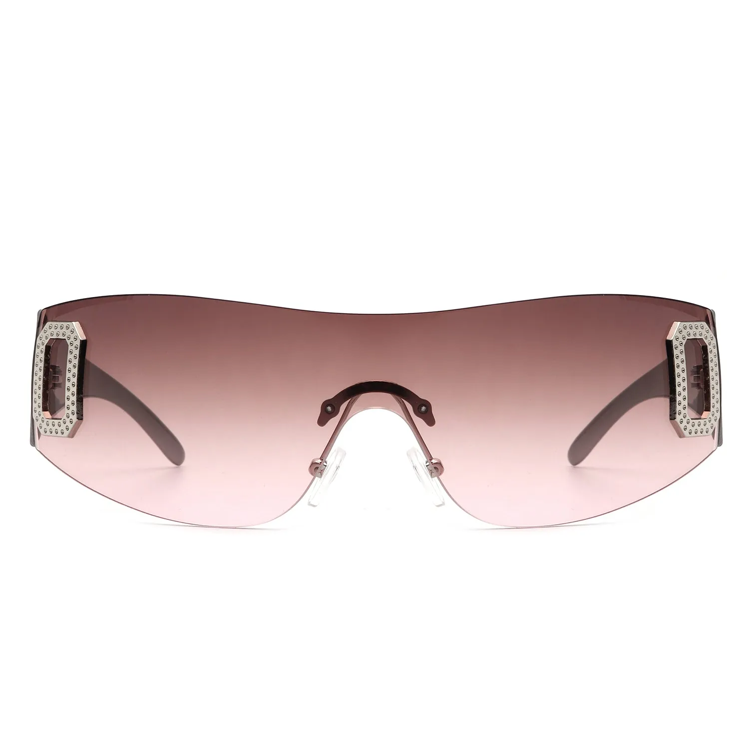 Havoc - Rimless Rectangle Sleek Wrap Around Women's Sunglasses