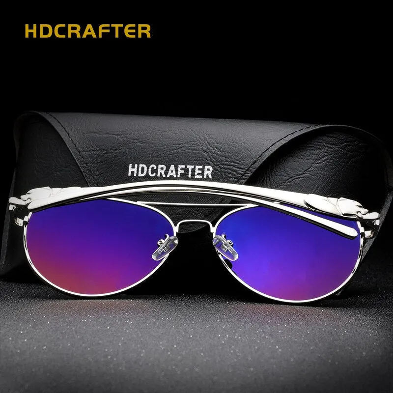 Hdcrafter Women's Full Rim Oval Double Bridge Alloy Frame Polarized Sunglasses L912