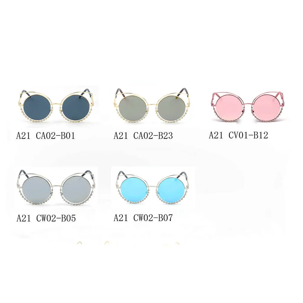 Holland - Pearl-Studded Cut-Out Cat Eye Princess Sunglasses