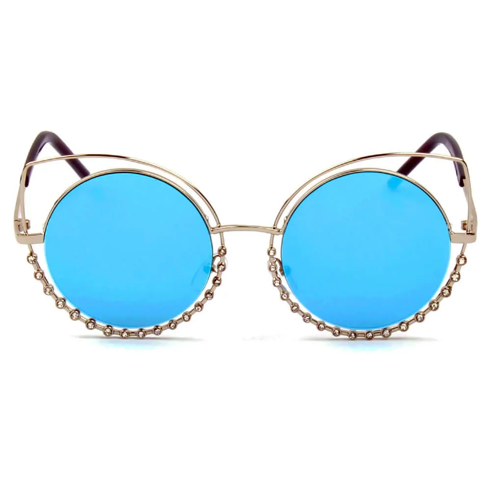 Holland - Pearl-Studded Cut-Out Cat Eye Princess Sunglasses