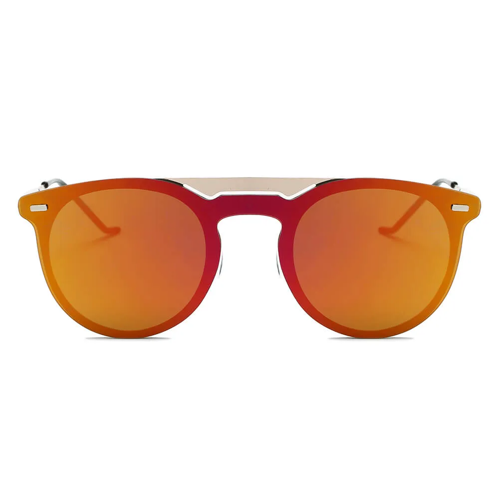 INDIO | Mirrored Brow-Bar Circle Sunglasses