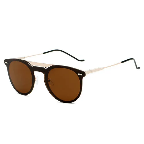 INDIO | Mirrored Brow-Bar Circle Sunglasses