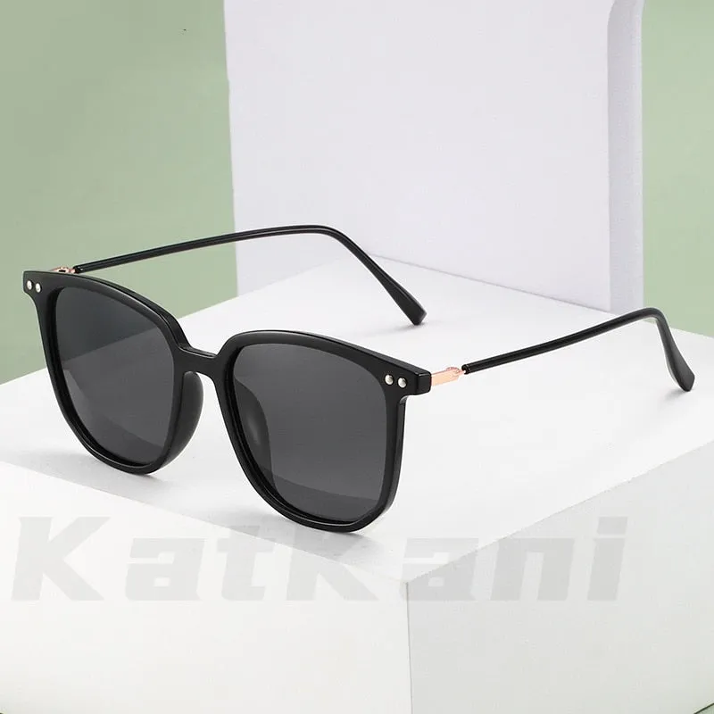 KatKani Unisex Full Rim TR90 Resin Plated Metal Square Frame Polarized Sunglasses P268