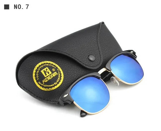 Kdeam Brand Unisex Mixed Classic Polarized Sunglasses Women High Polaroid Half-Gold Frame With Leather Case