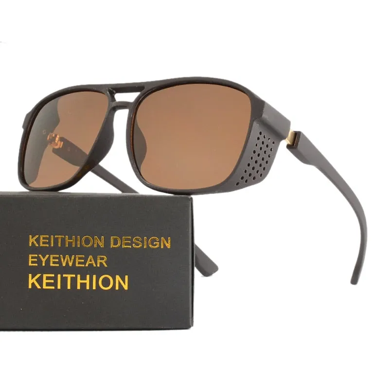 KEITHION Women Retro Shades Fashion Side Shields Style Square Sun Glasses Men Driving Steampunk Goggles Sunglasses