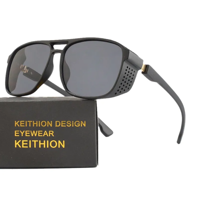 KEITHION Women Retro Shades Fashion Side Shields Style Square Sun Glasses Men Driving Steampunk Goggles Sunglasses