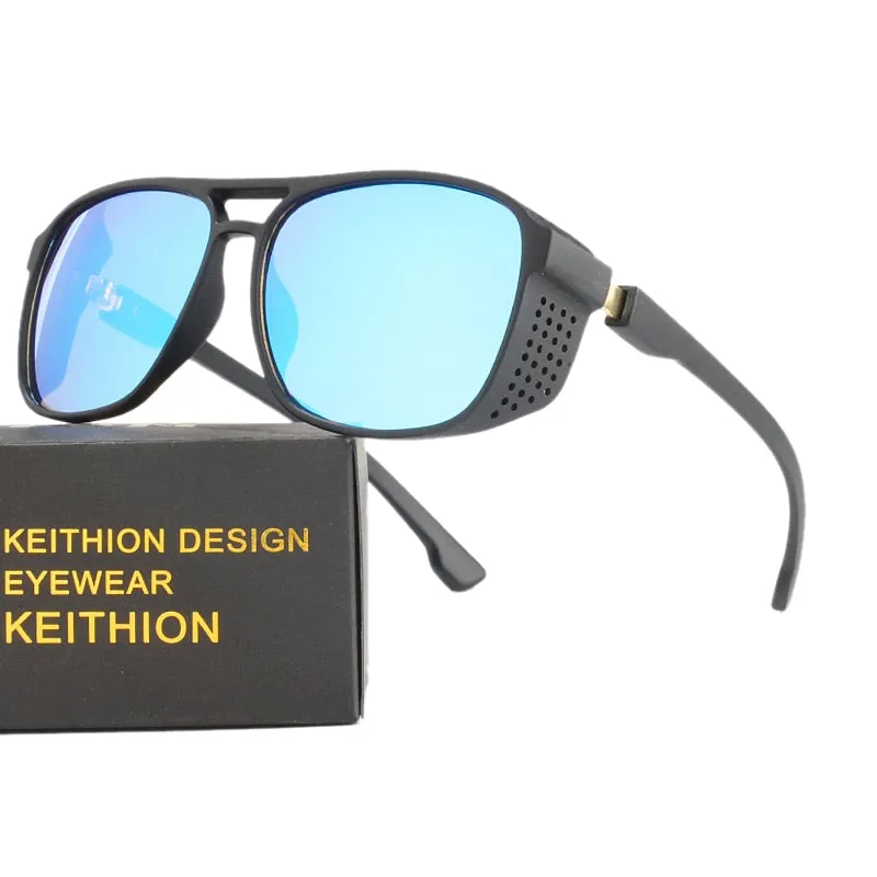 KEITHION Women Retro Shades Fashion Side Shields Style Square Sun Glasses Men Driving Steampunk Goggles Sunglasses