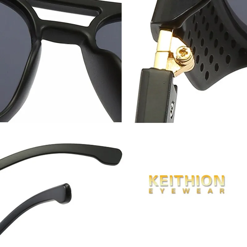 KEITHION Women Retro Shades Fashion Side Shields Style Square Sun Glasses Men Driving Steampunk Goggles Sunglasses