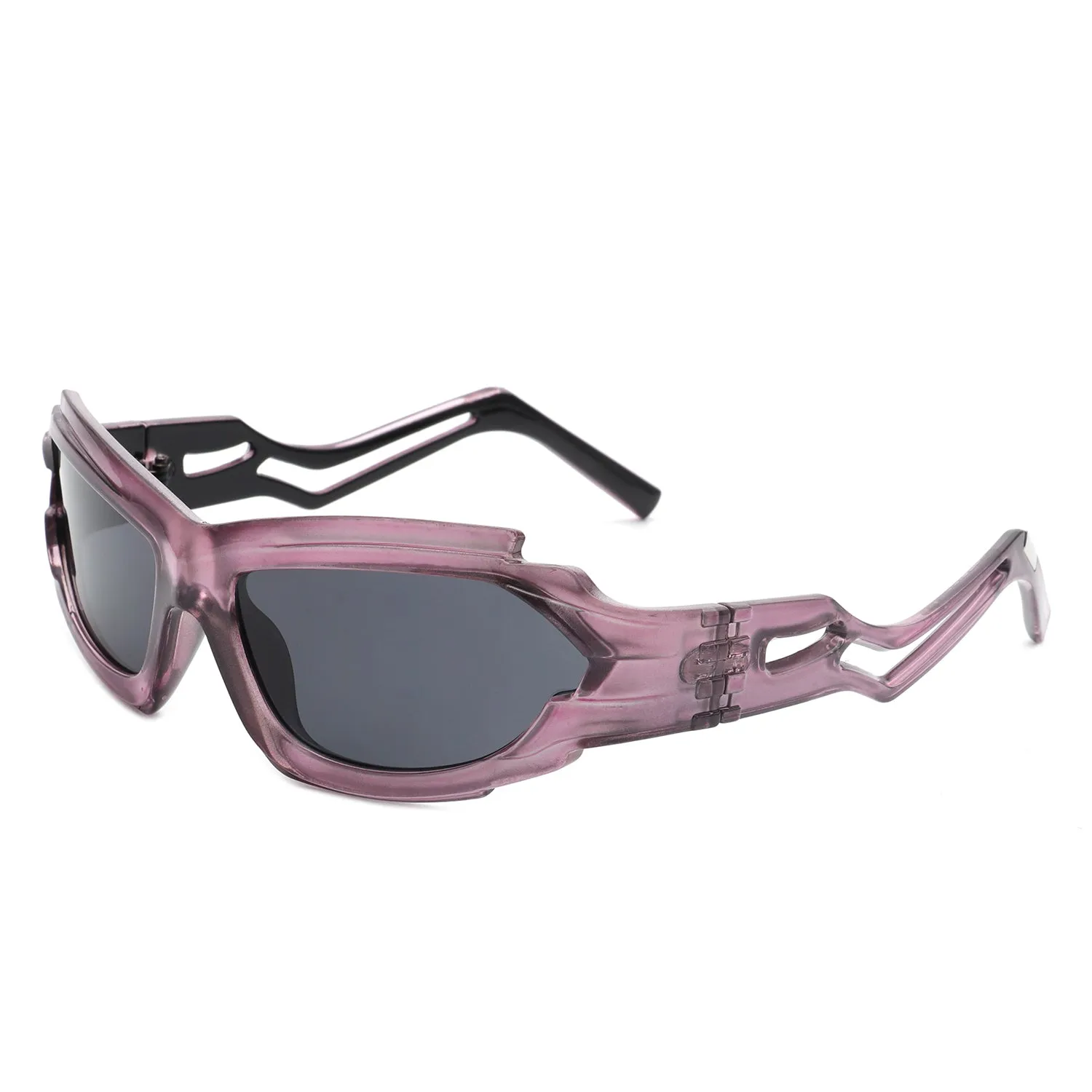 Moonhaze - Futuristic Rectangle Sport Wrap Around Sunglasses