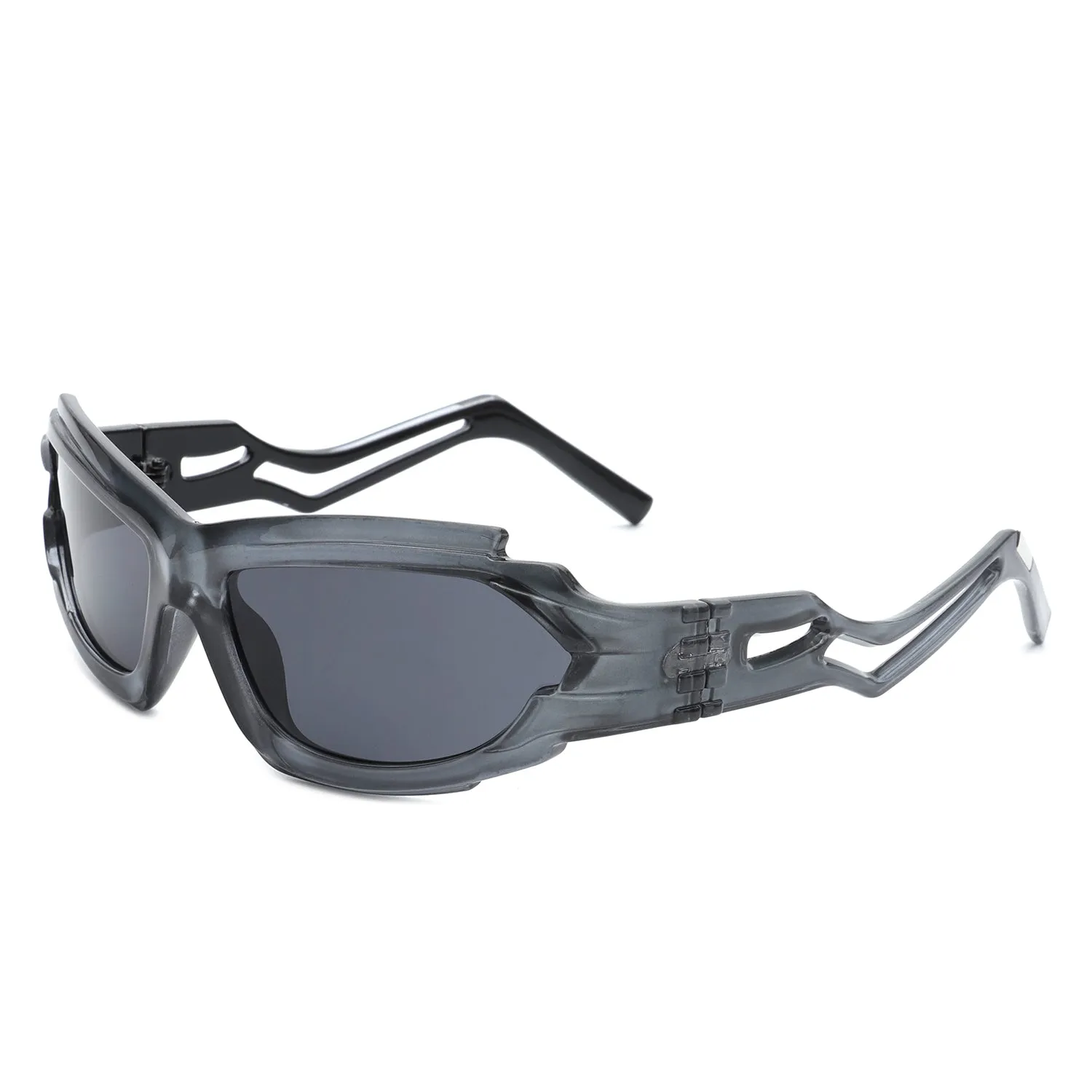 Moonhaze - Futuristic Rectangle Sport Wrap Around Sunglasses