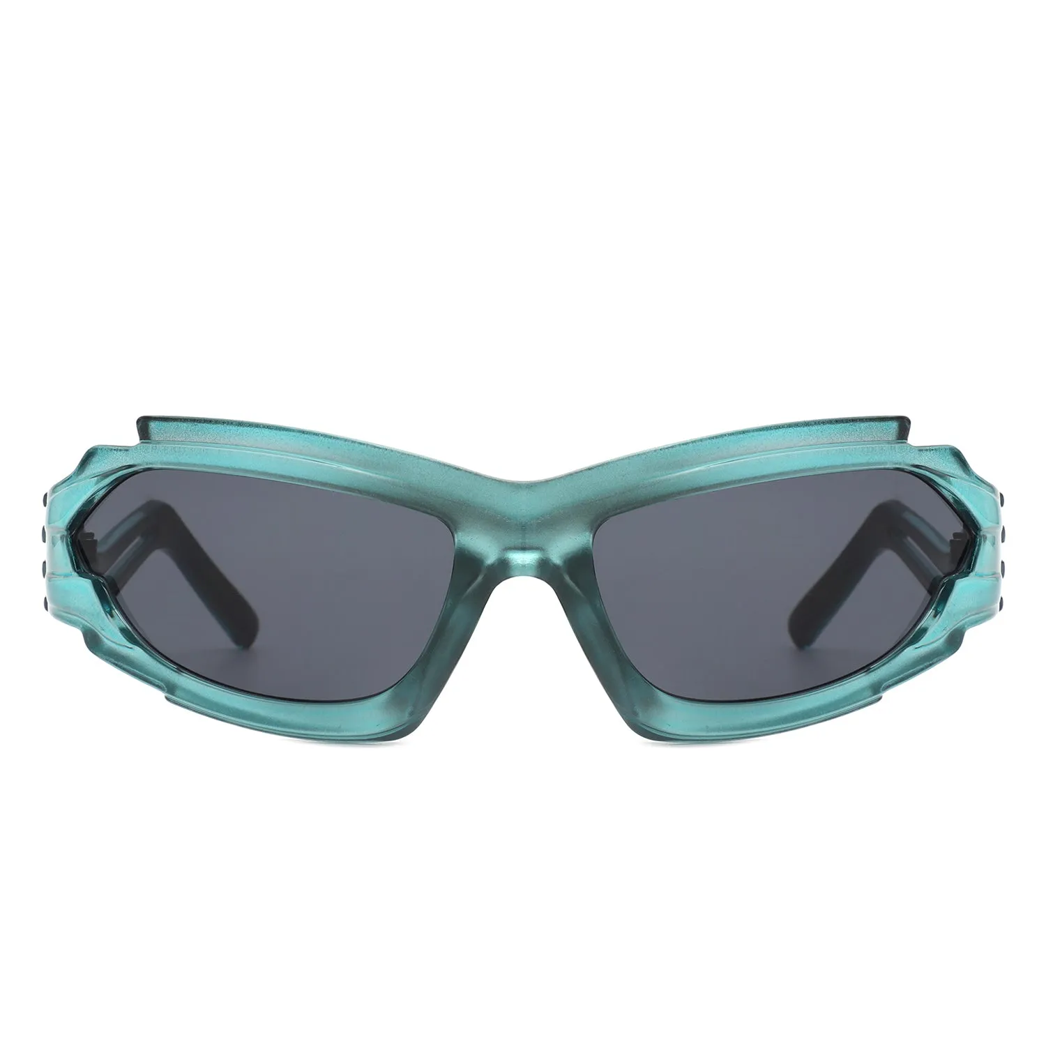 Moonhaze - Futuristic Rectangle Sport Wrap Around Sunglasses