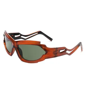 Moonhaze - Futuristic Rectangle Sport Wrap Around Sunglasses